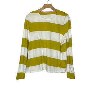 Women's 12 Boden Yellow Stripe Cotton Crewneck Long Sleeve Tee